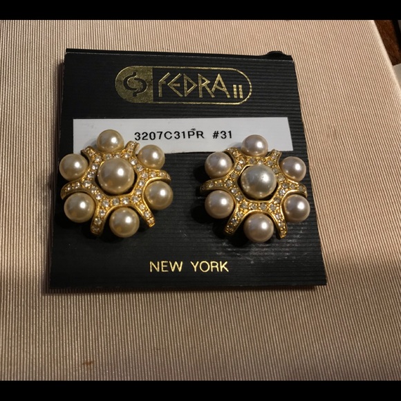 vintage clip on earrings new fedra ll new york - Picture 2 of 5